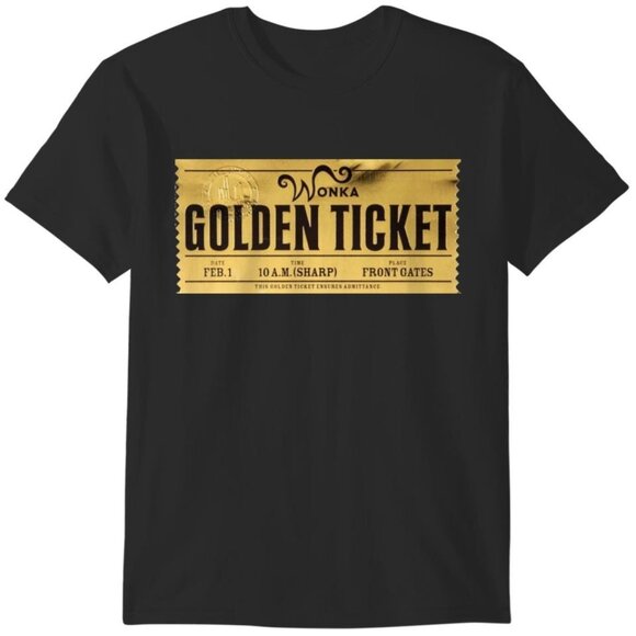 Willy Wonka Golden Ticket Graphic T-Shirt Movie Fan Gift Chocolate Factory Tee - Picture 1 of 5